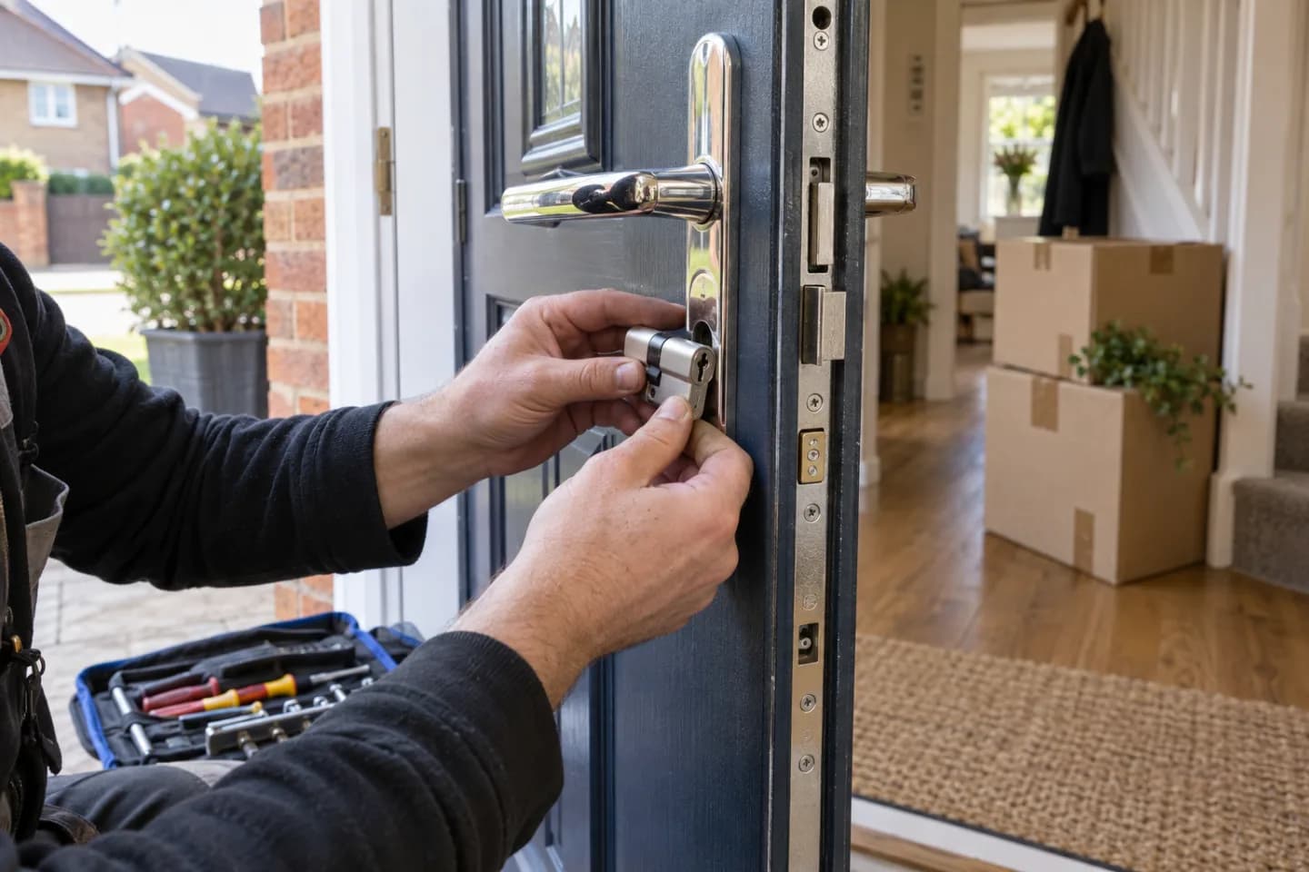 Professional fitting a new lock after a house move