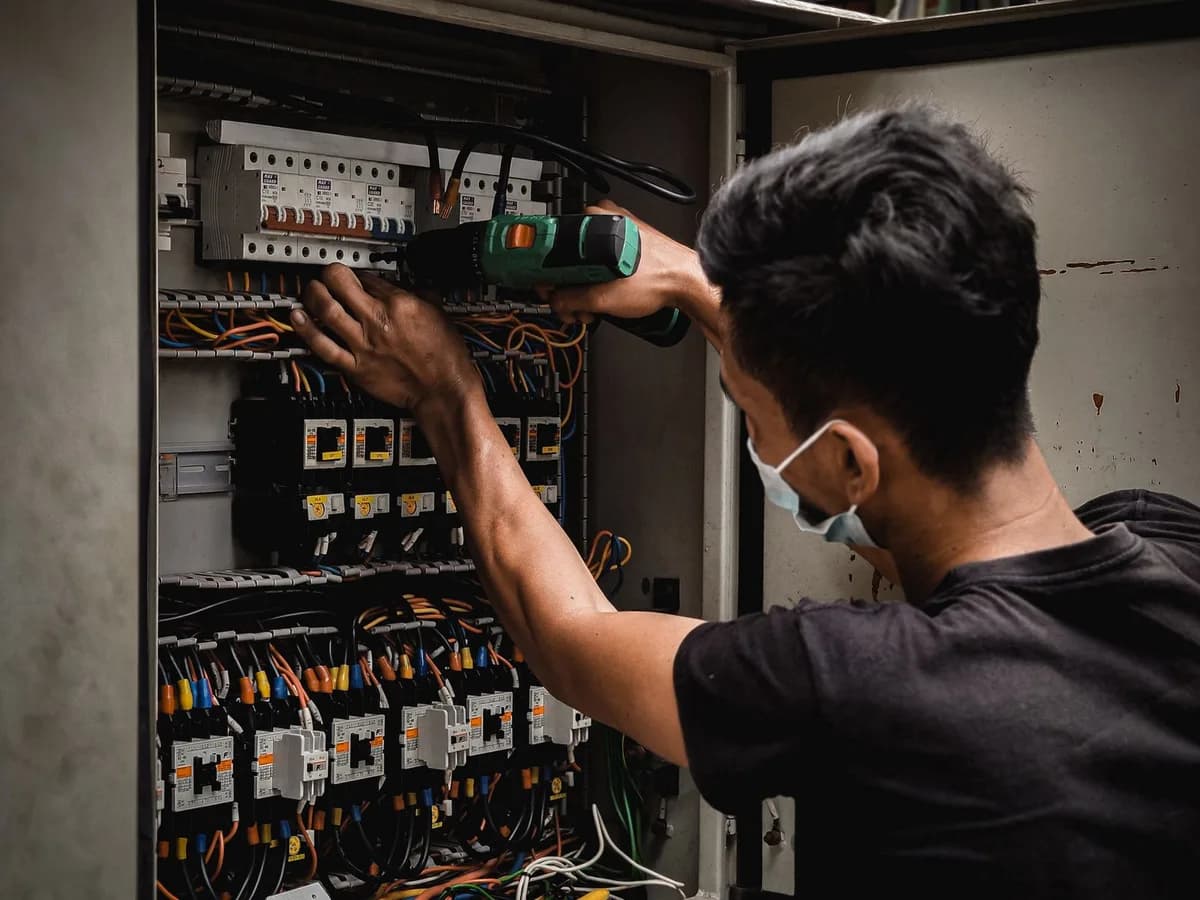 Electrician testing an electrical installation