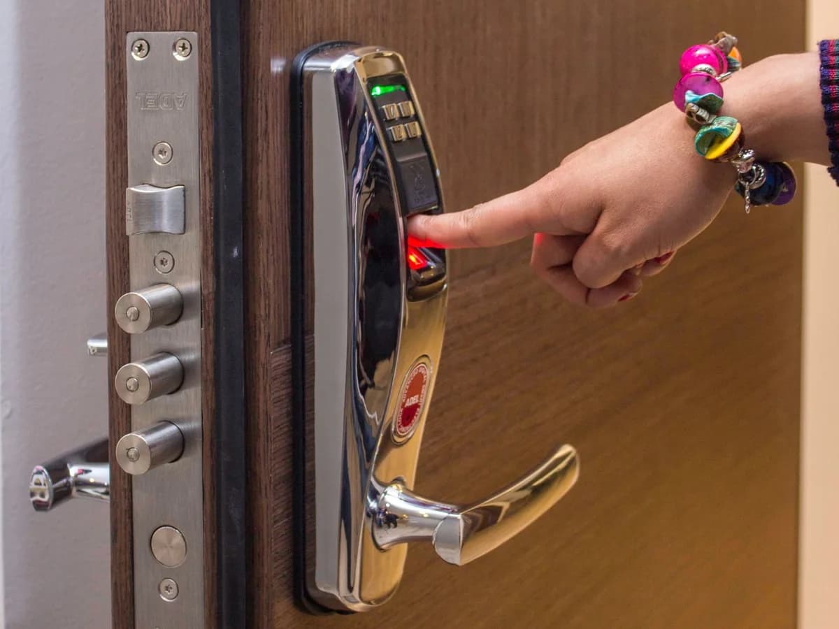 Locksmith preparing tools for a door lock